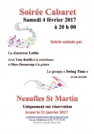 Soirée Cabaret à Neaufles st martin (27): le samedi 4 fevrier à 20H